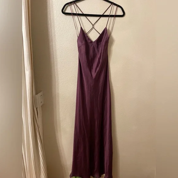 Zara Slip Dress Satin Maxi Open Back Size S - Picture 10 of 12